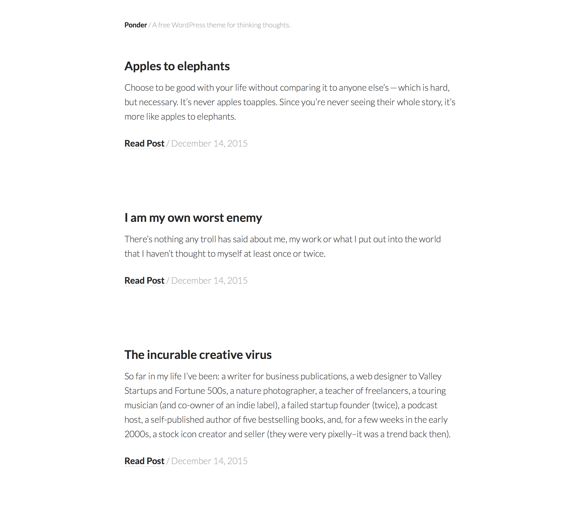 Ponder: Free+Simple WordPress Theme