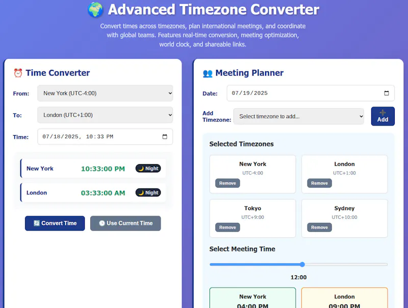 Time Zones Converter screenshot 1