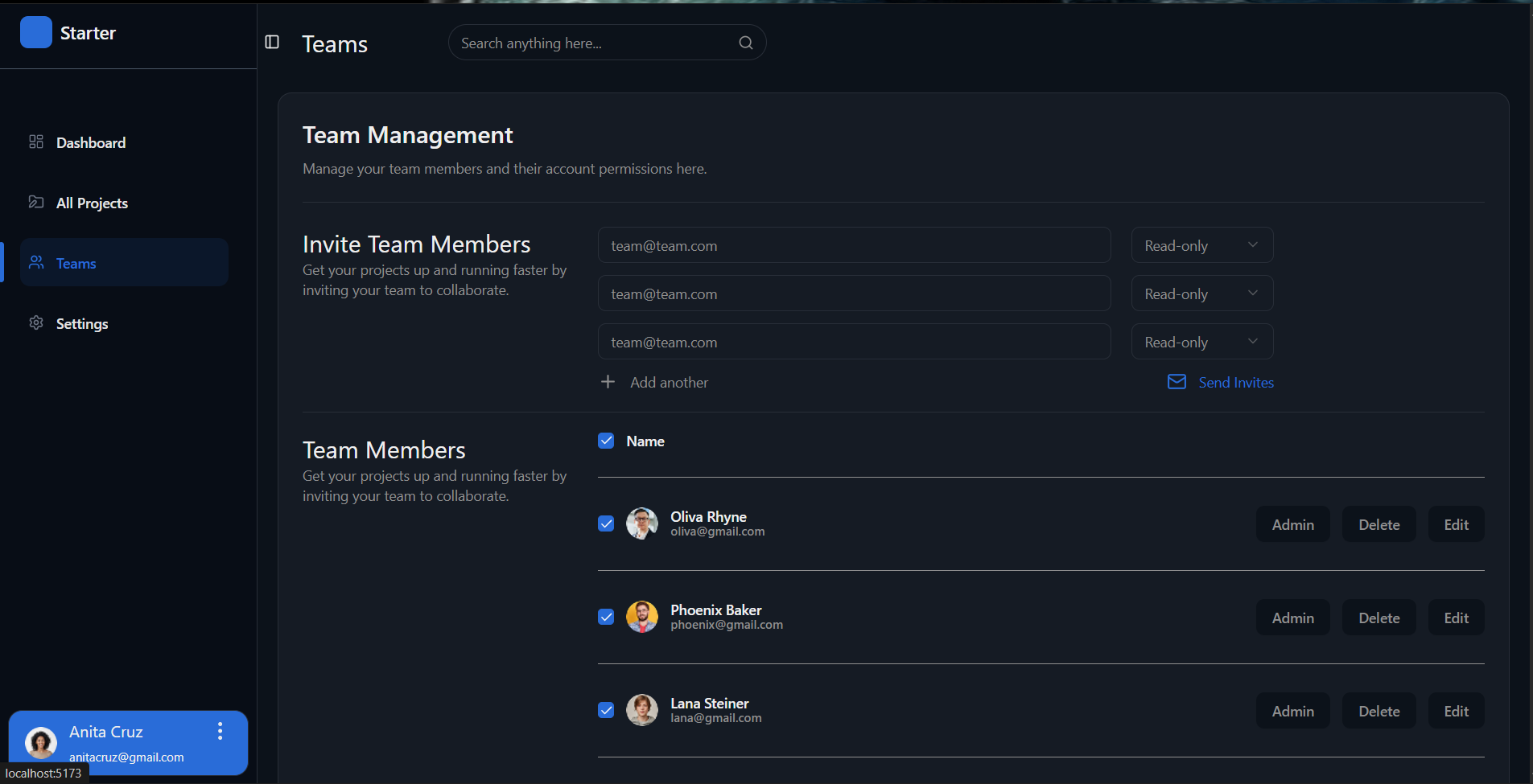React Dashboard Starter Kit gallery image