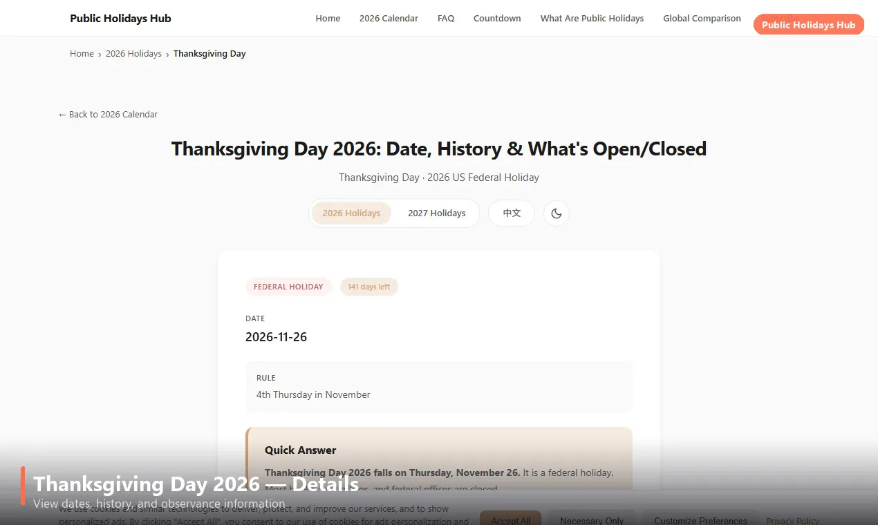 Public Holidays Hub gallery image