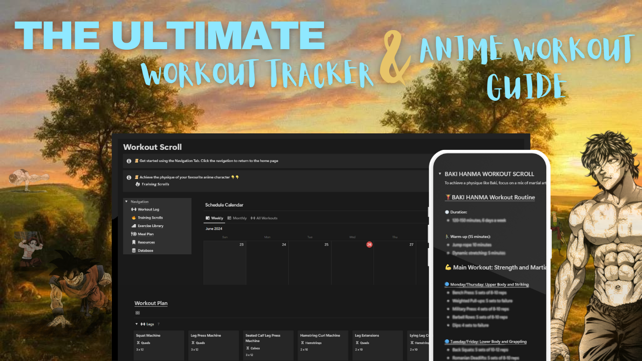 Trainingsrolle - Komplette Workout Tracker & Anime Workout Guide Medien 2