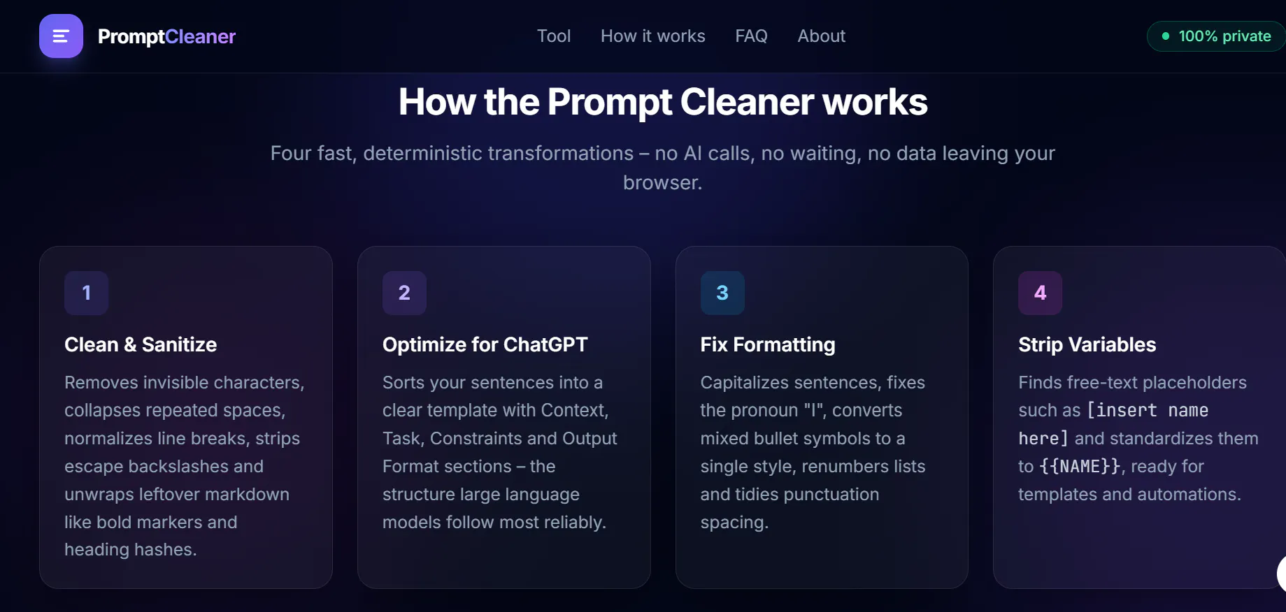 AI Prompt Cleaner & Formatter gallery image