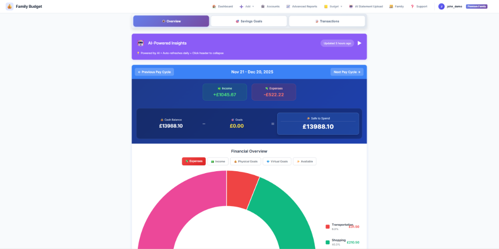 AI Family Budget Tracker - Main product screenshot demonstrating key features and user interface