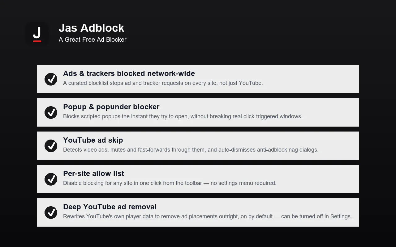 Jas AdBlock - Block Ad, trackers, popups gallery image