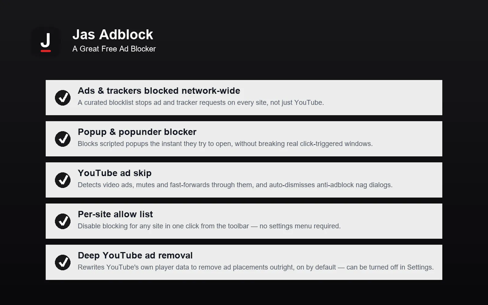 Jas AdBlock - Block Ad, trackers, popups screenshot 3