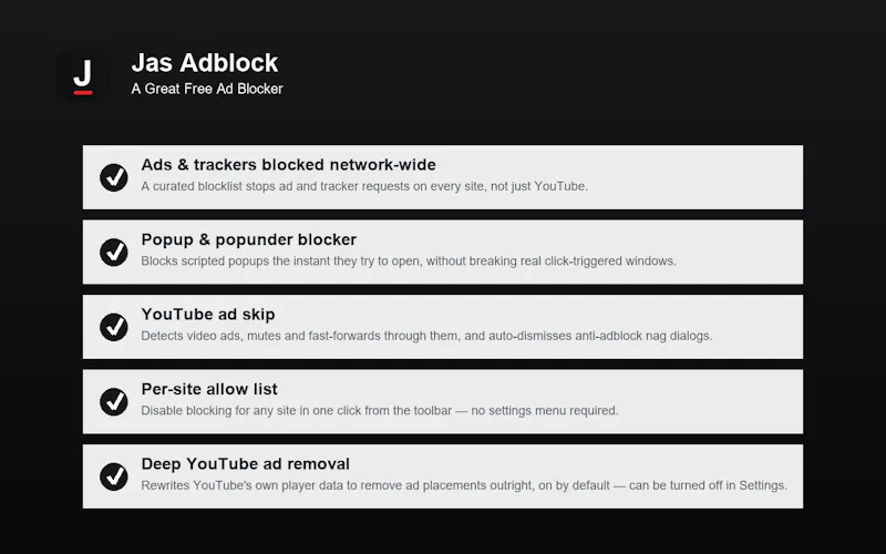 Jas AdBlock - Block Ad, trackers, popups screenshot 3