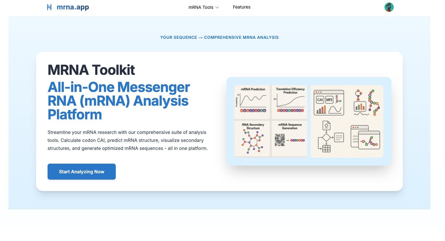 mrna.app - Piattaforma di analisi della sequenza di mRNA completa media 3