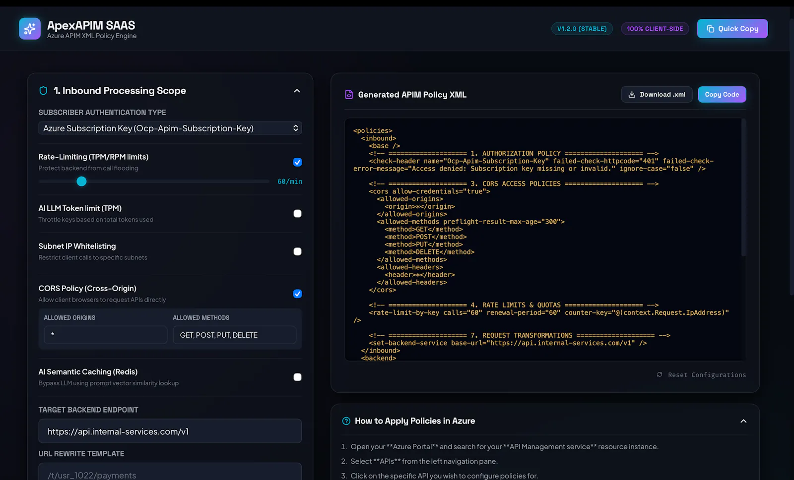 ApexAPIM Policy Builder screenshot 1