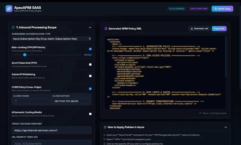 ApexAPIM Policy Builder screenshot 1