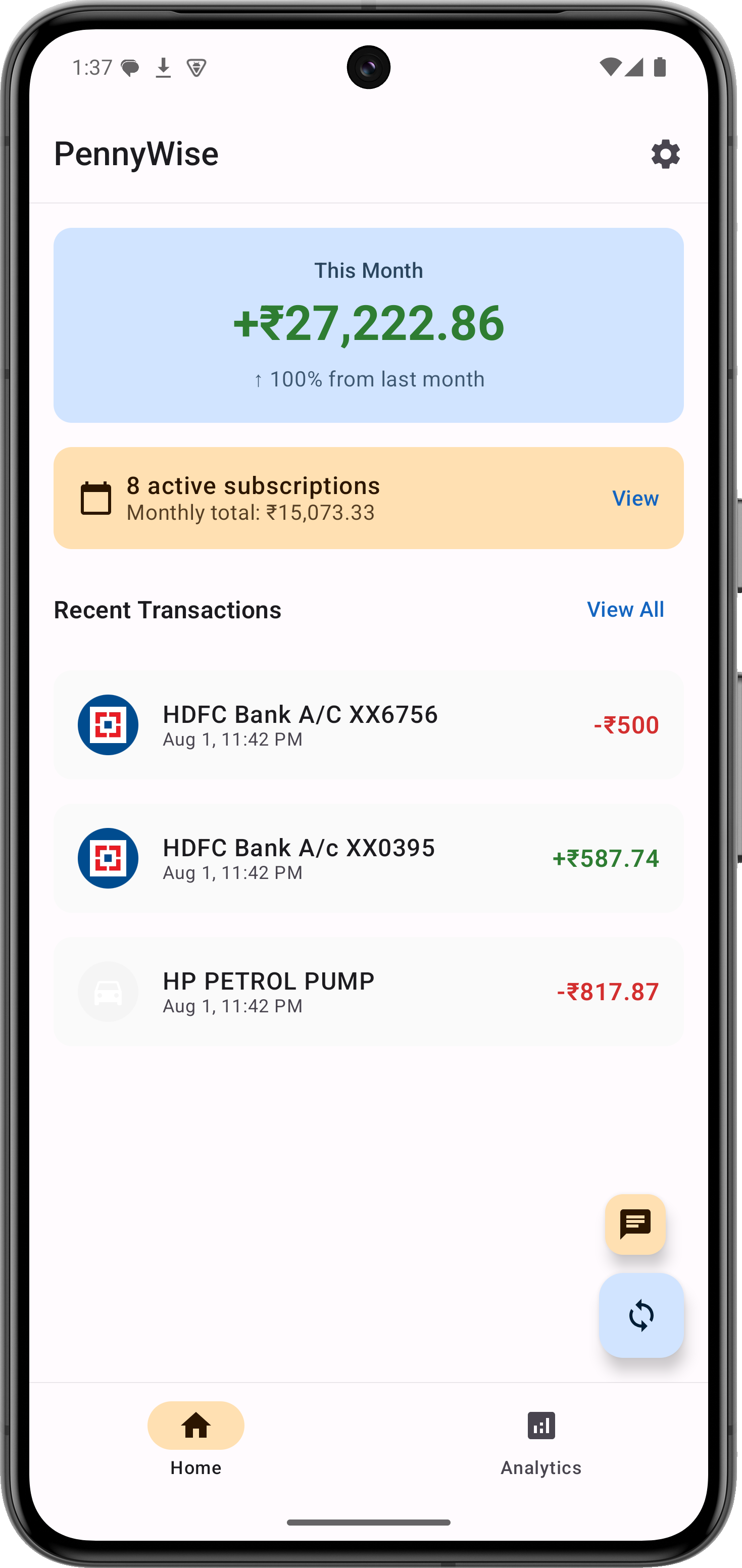Media Pennywise - Ngân sách bảo mật đầu tiên - Biến SMS ngân hàng thành những hiểu biết chi phí, ngoại tuyến 100% 1