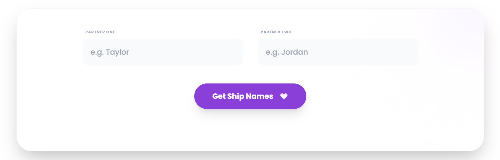 Couple Ship Name Generator - Main product screenshot demonstrating key features and user interface