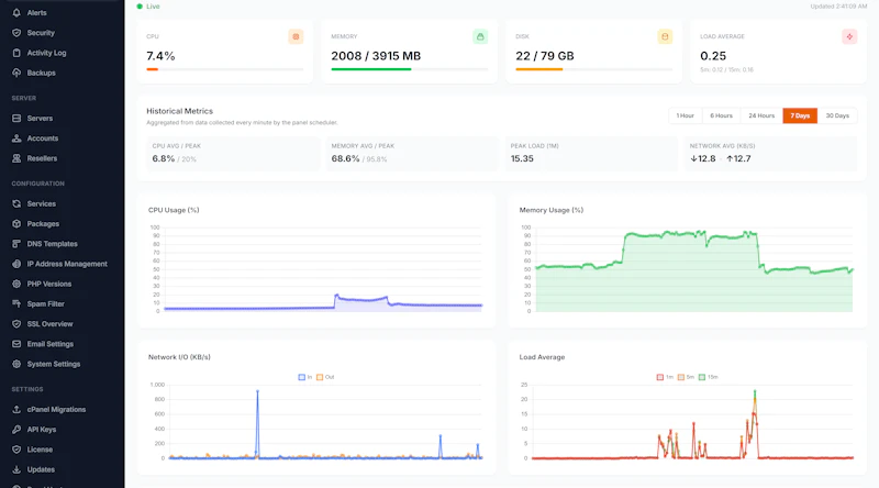 Opterius - Modern Web Hosting Panel screenshot 2