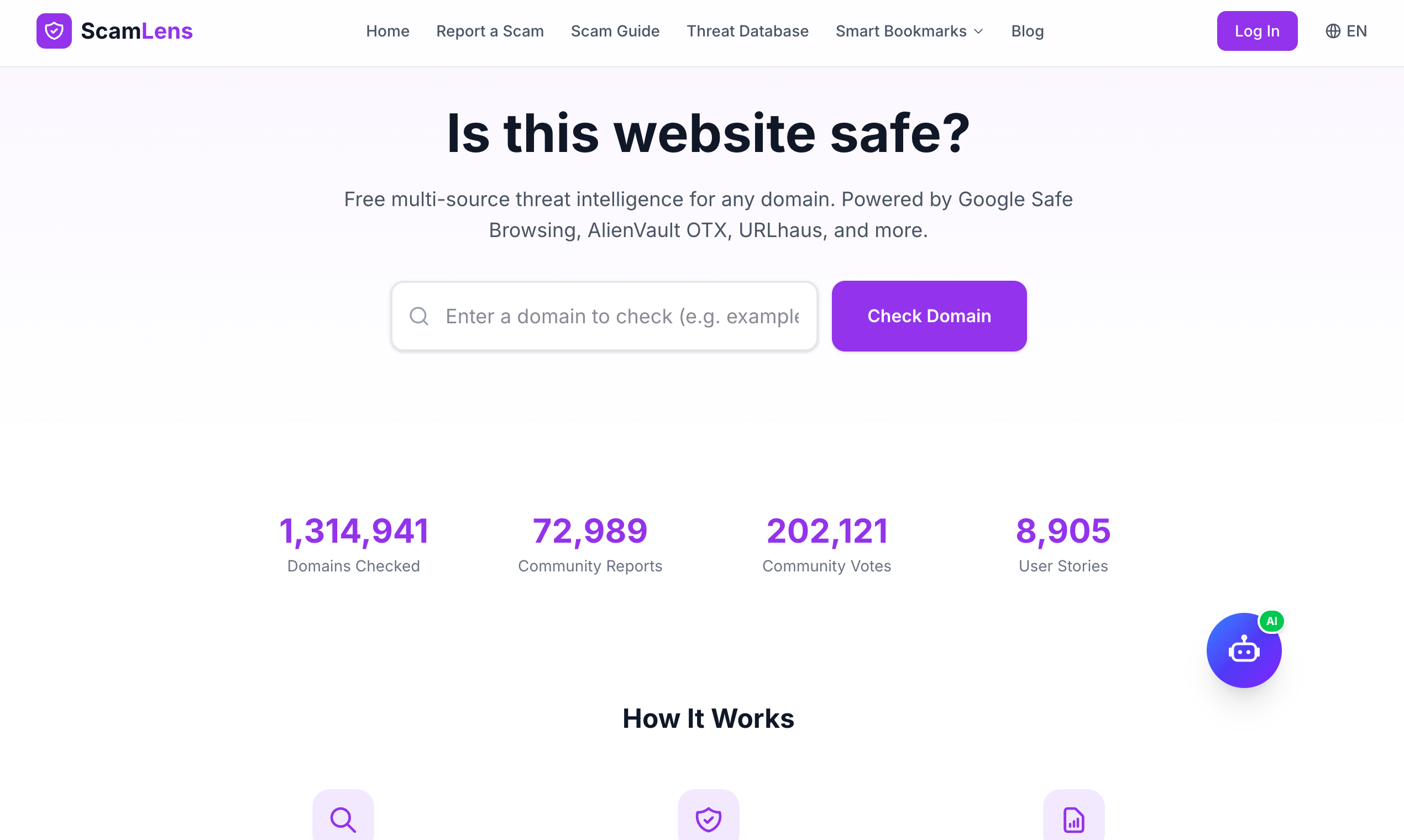 ScamLens - Main product screenshot demonstrating key features and user interface
