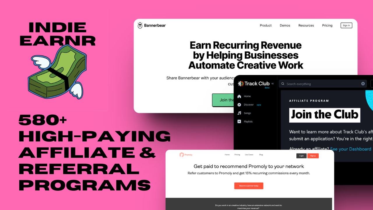 startuptile IndieEarnr-580+ affiliate programs for indie hackers & creators