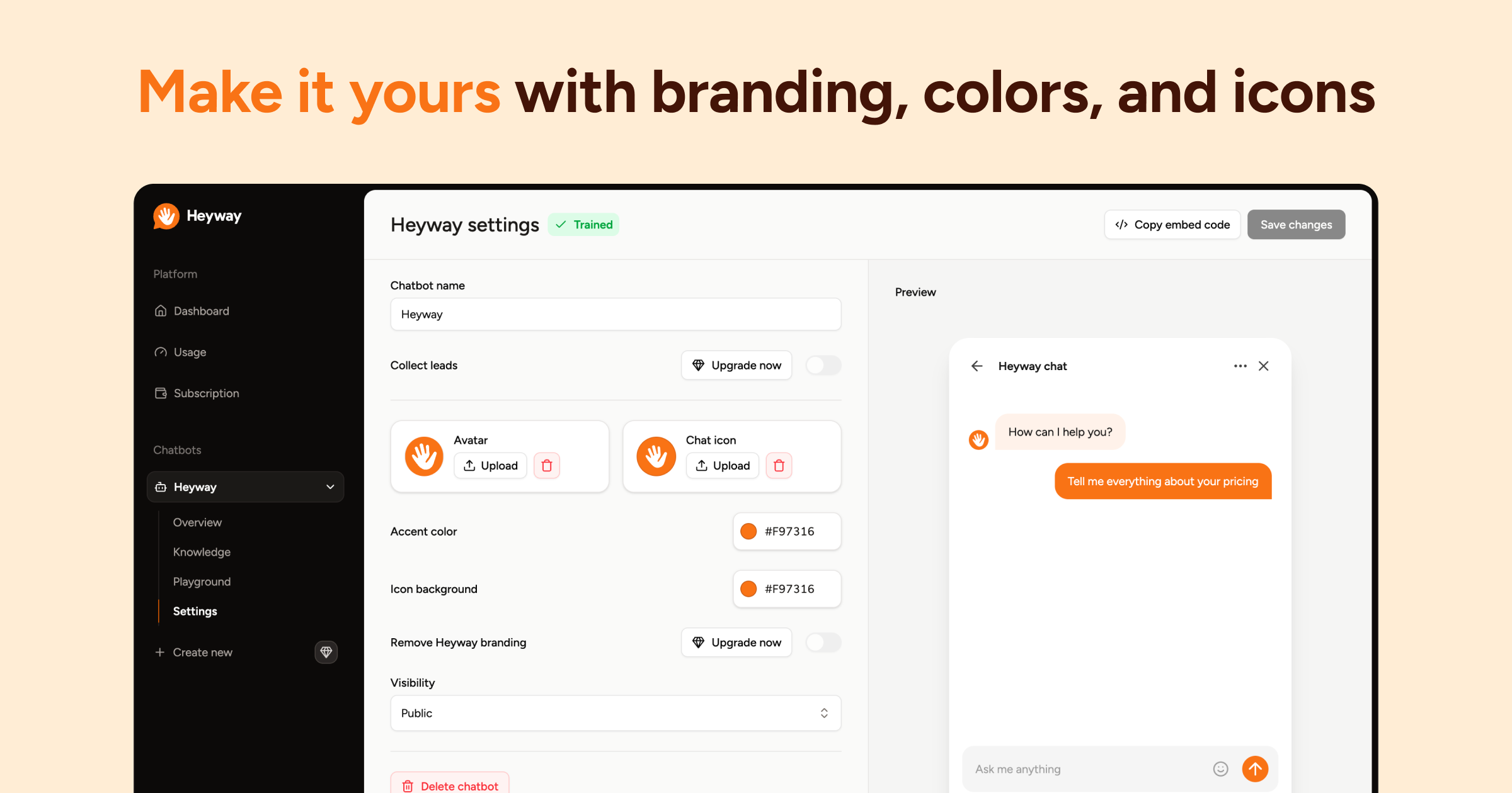 Heyway.chat - AI Chatbots alimentados por su contenido en 1 minuto media 8