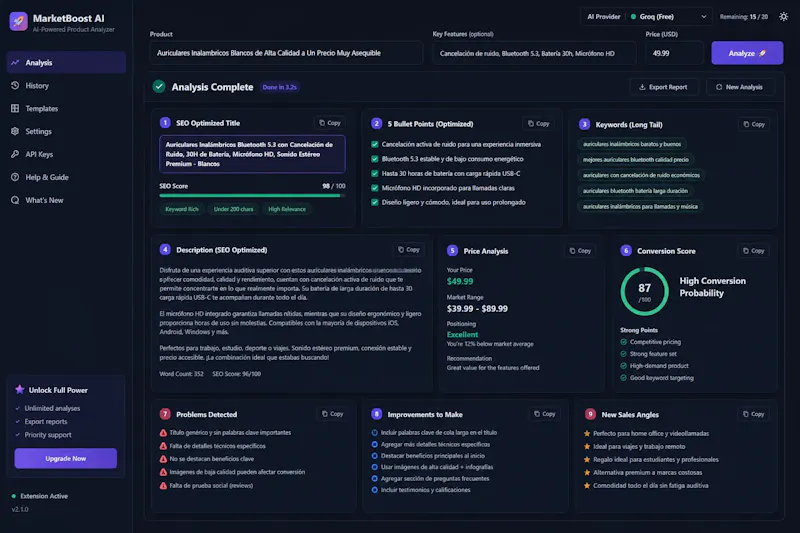 AI SEO optimizer for ecommerce listings screenshot 1