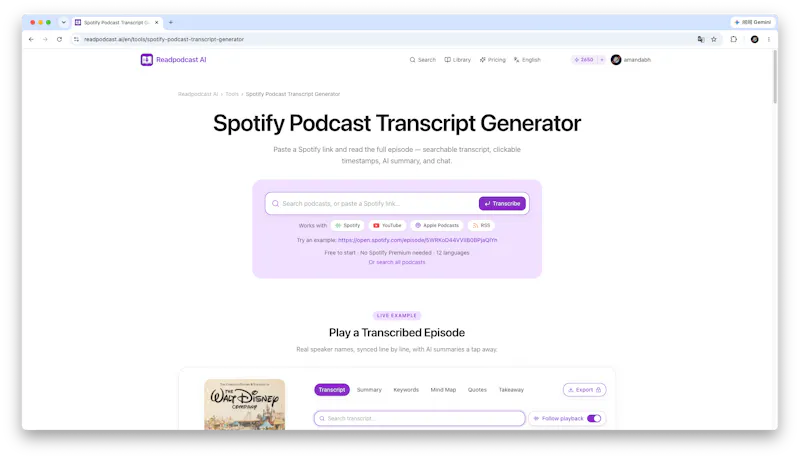 Readpodcast AI screenshot 2
