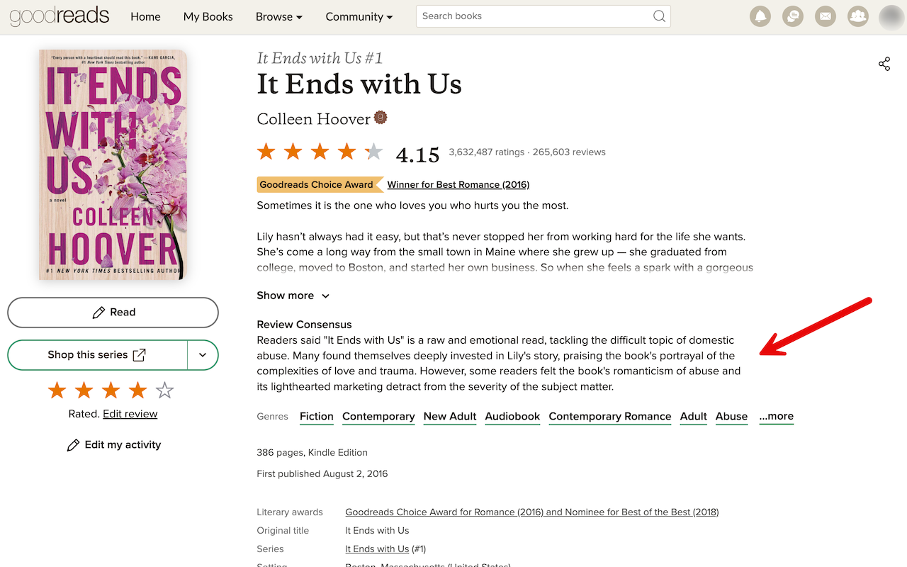 Review Consensus for Goodreads media 2