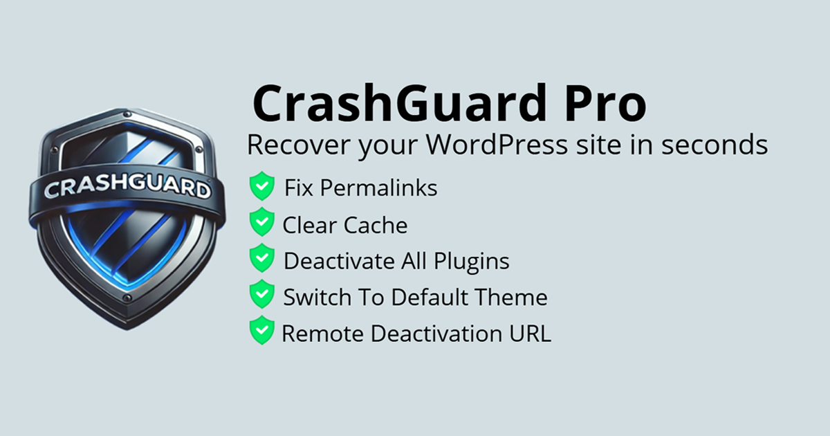 CrashGuardwp - 깨진 WordPress Sitesfast를 복구하십시오 미디어 1