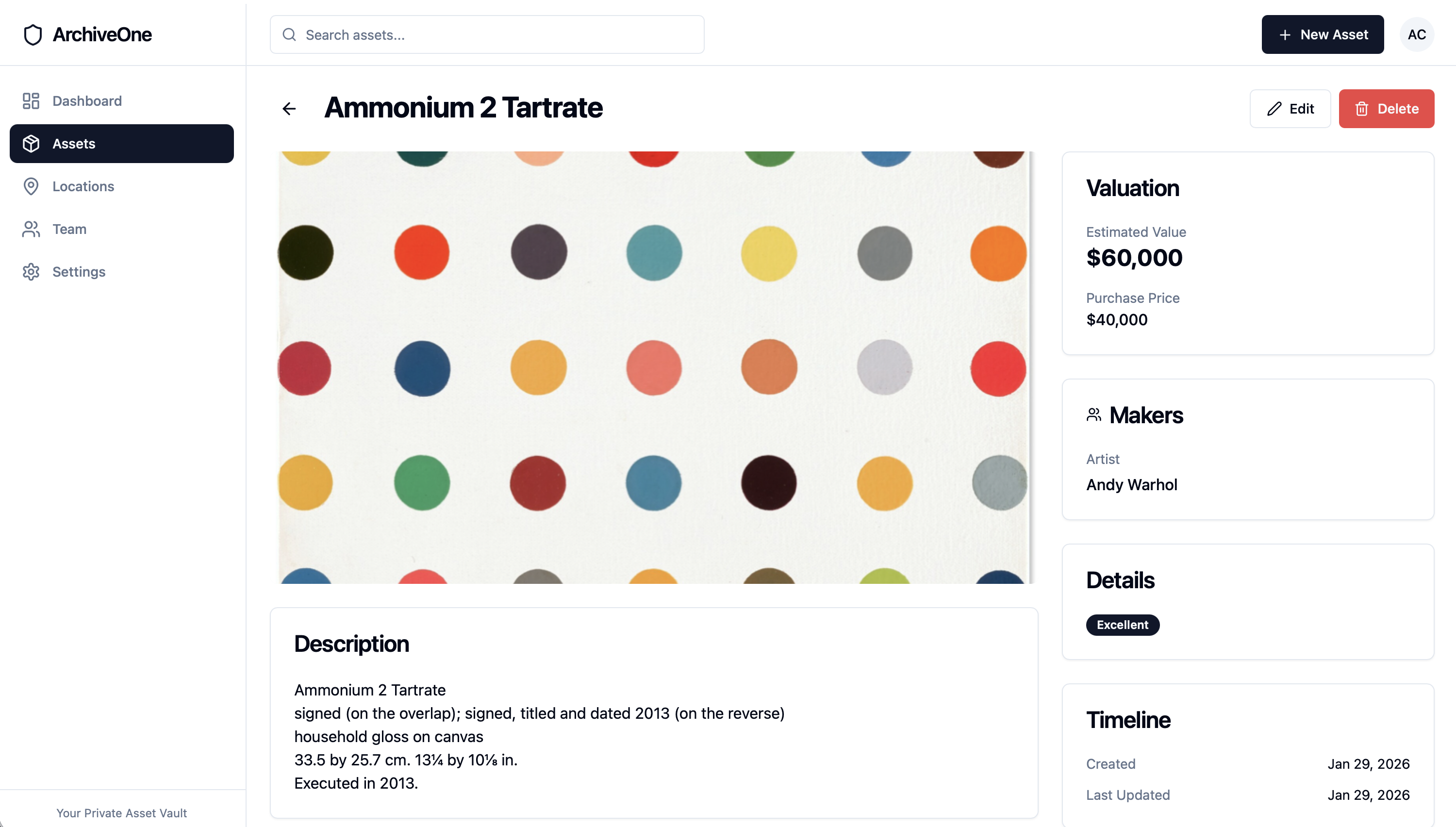 Archive One - Screenshot 2 showing product features and functionality