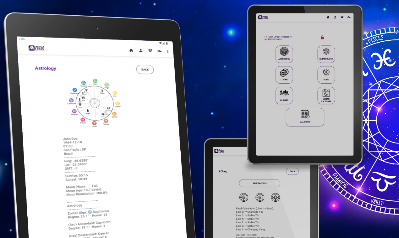 Astral Lens - Astrology in your mobile - Main product screenshot demonstrating key features and user interface