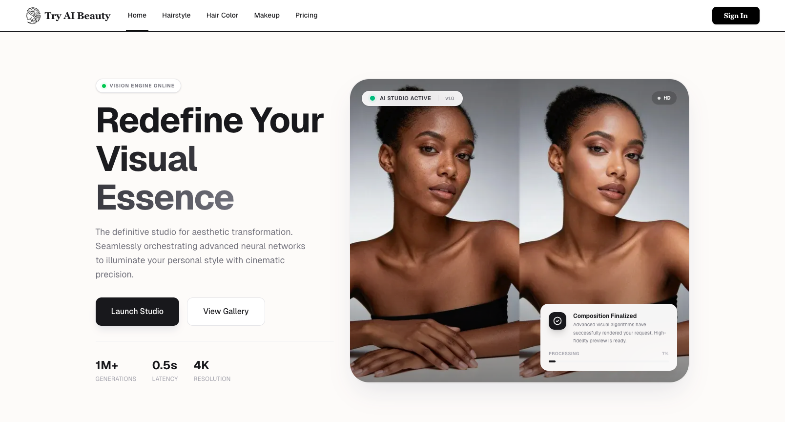Try AI Beauty - Main product screenshot demonstrating key features and user interface