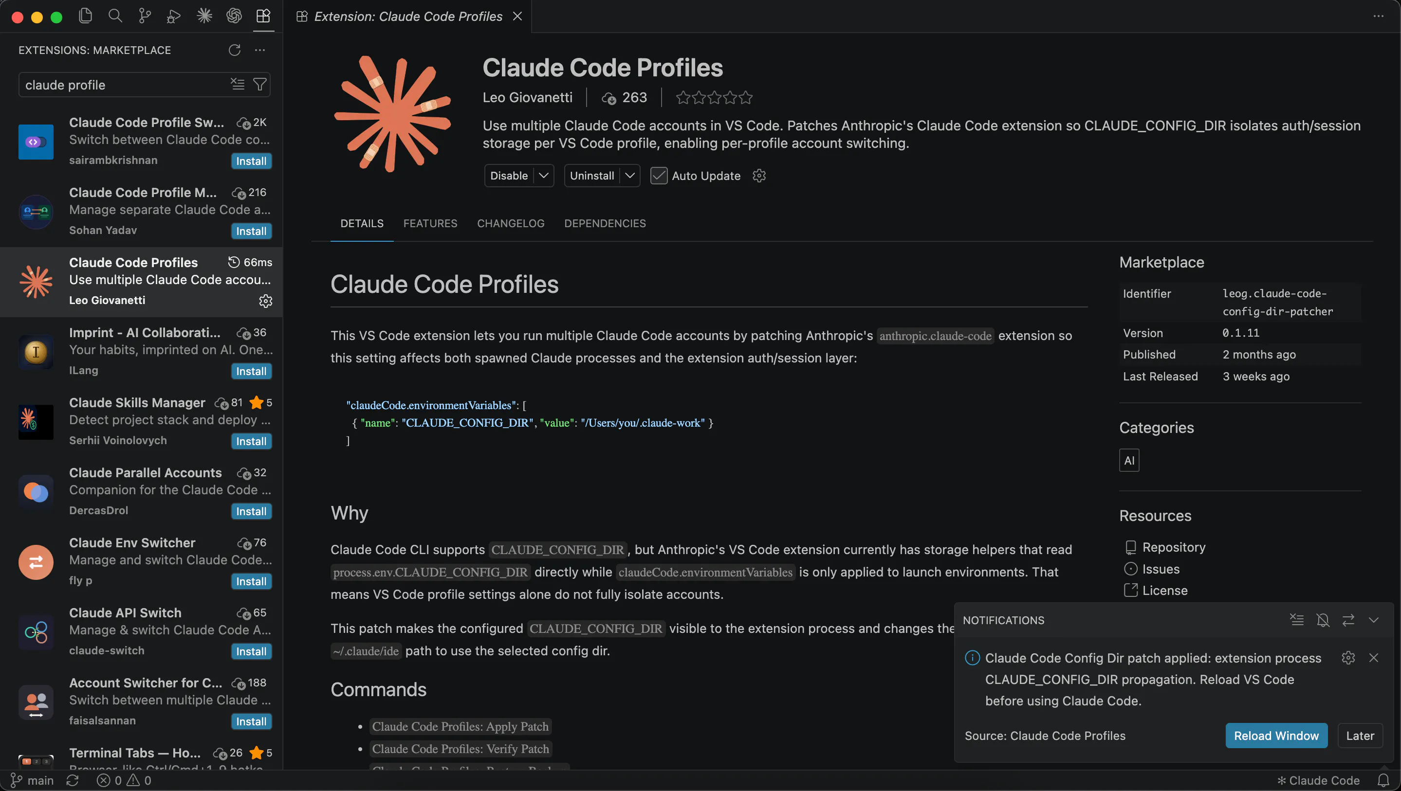 VSCode Claude Code Profiles gallery image