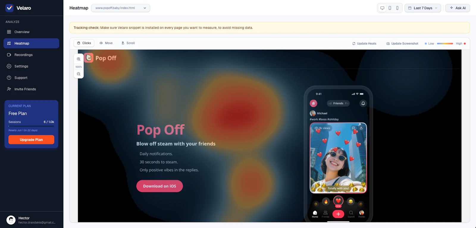 Velaro — AI user behavior analytics screenshot 4