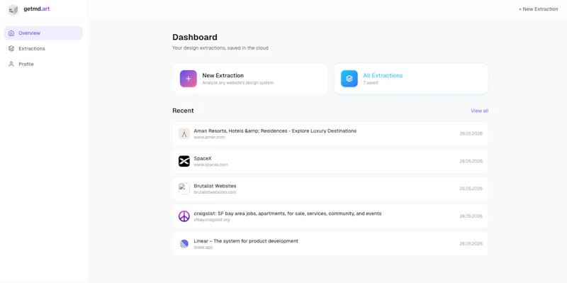 GetMD.Art — Any website into DESIGN.md screenshot 2