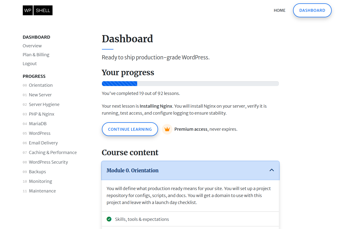 Self-hosting WordPress course gallery image