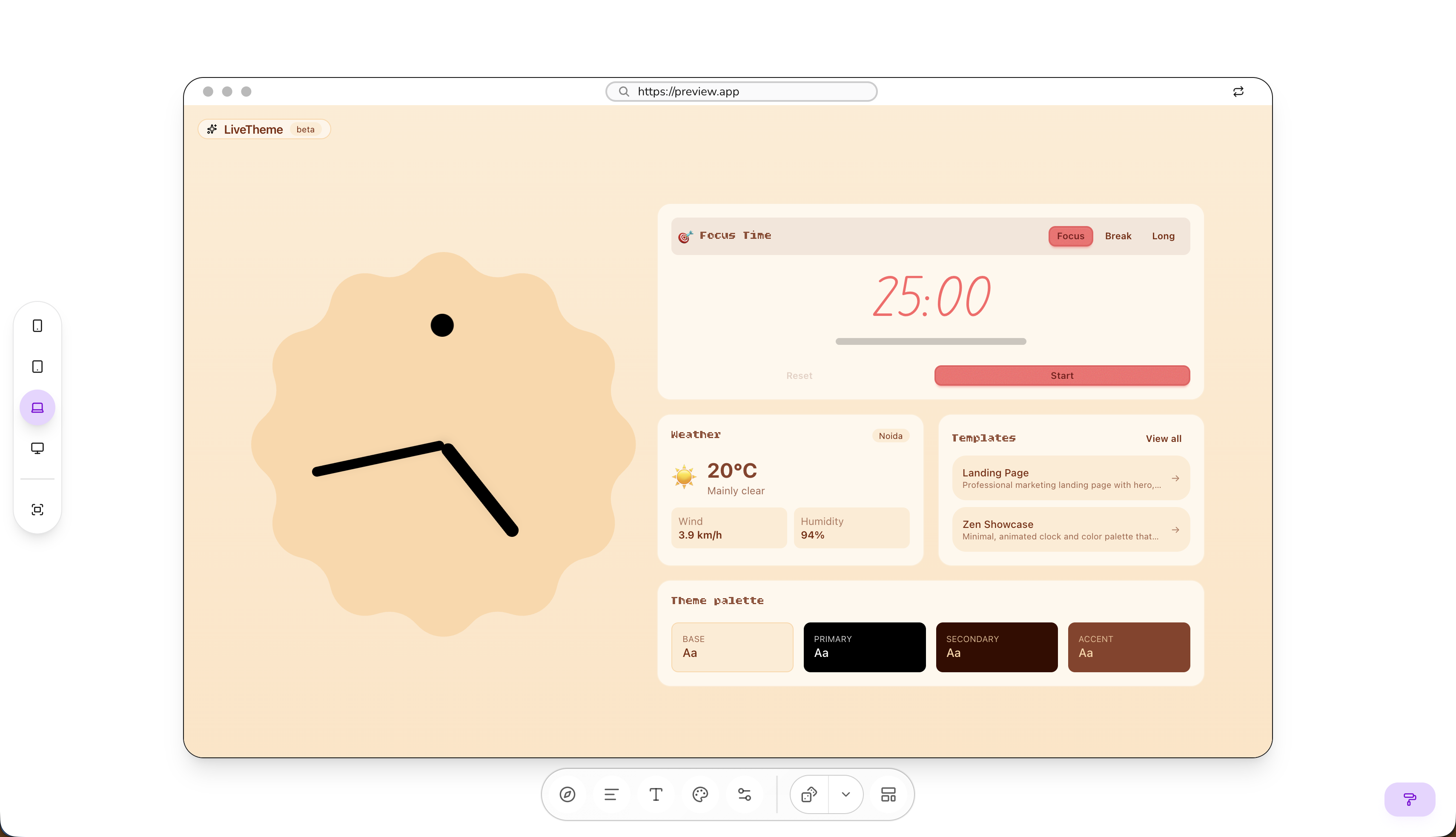 LiveTheme - Main product screenshot demonstrating key features and user interface