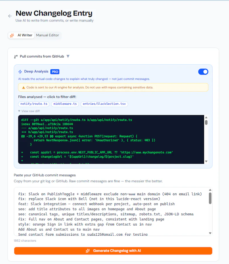 ChangeNote screenshot 1
