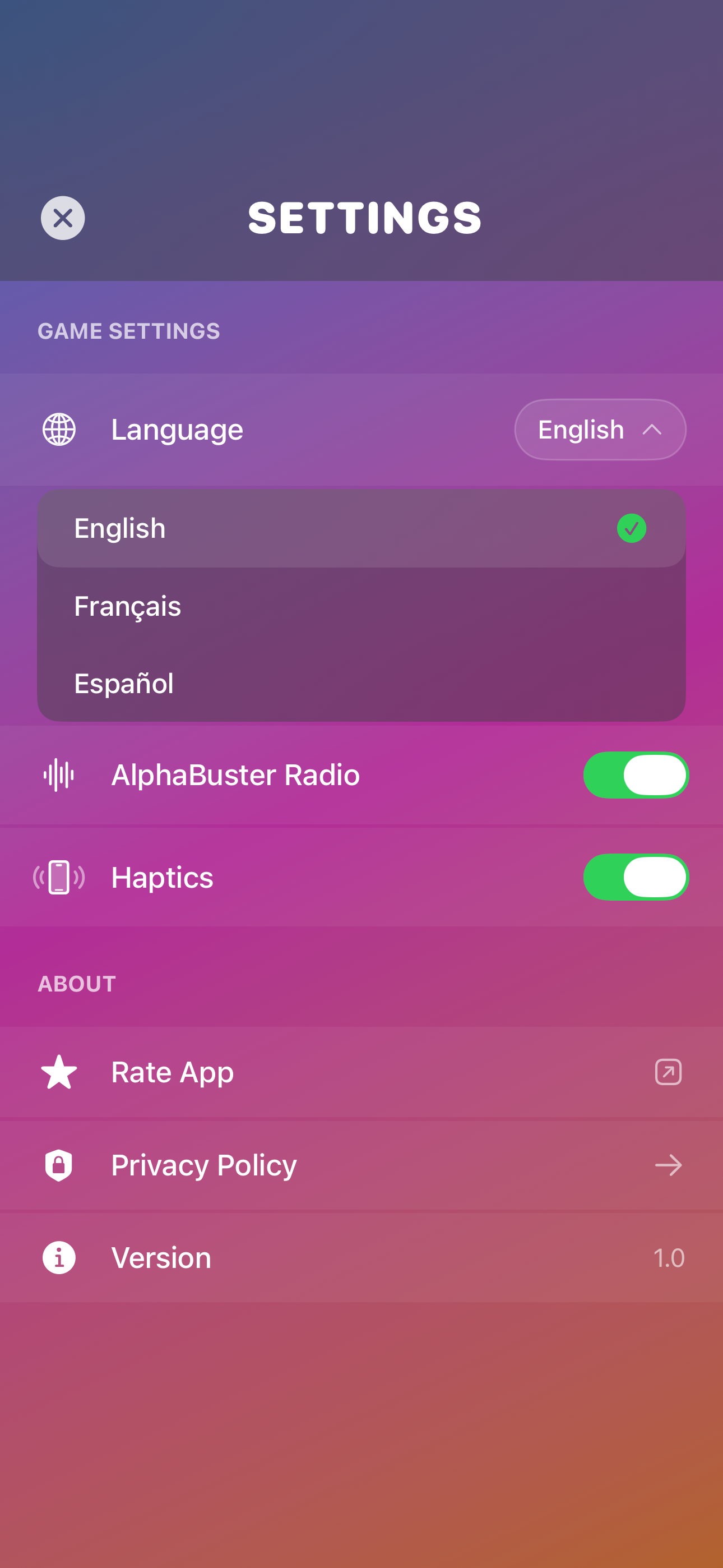 Alphabuster - Screenshot 2 showing product features and functionality