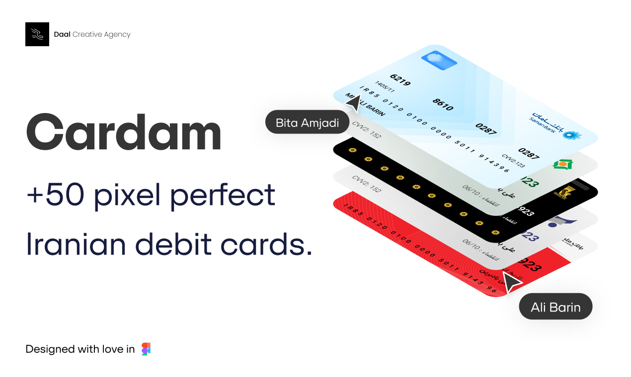 Cardam |Kit di carte di credito persiano - Card di debito iraniane 50 pixel in due varianti media 1