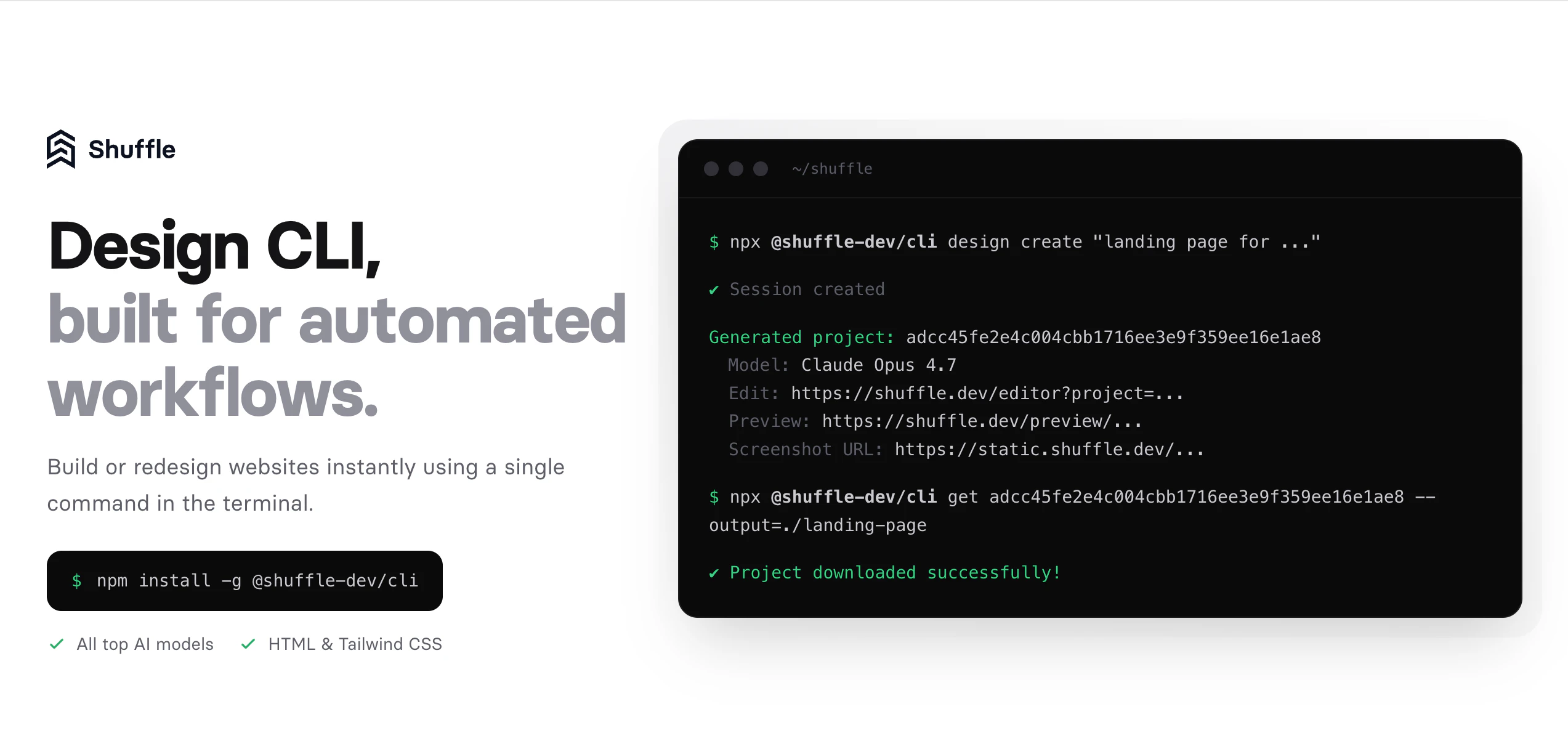 Shuffle Design CLI