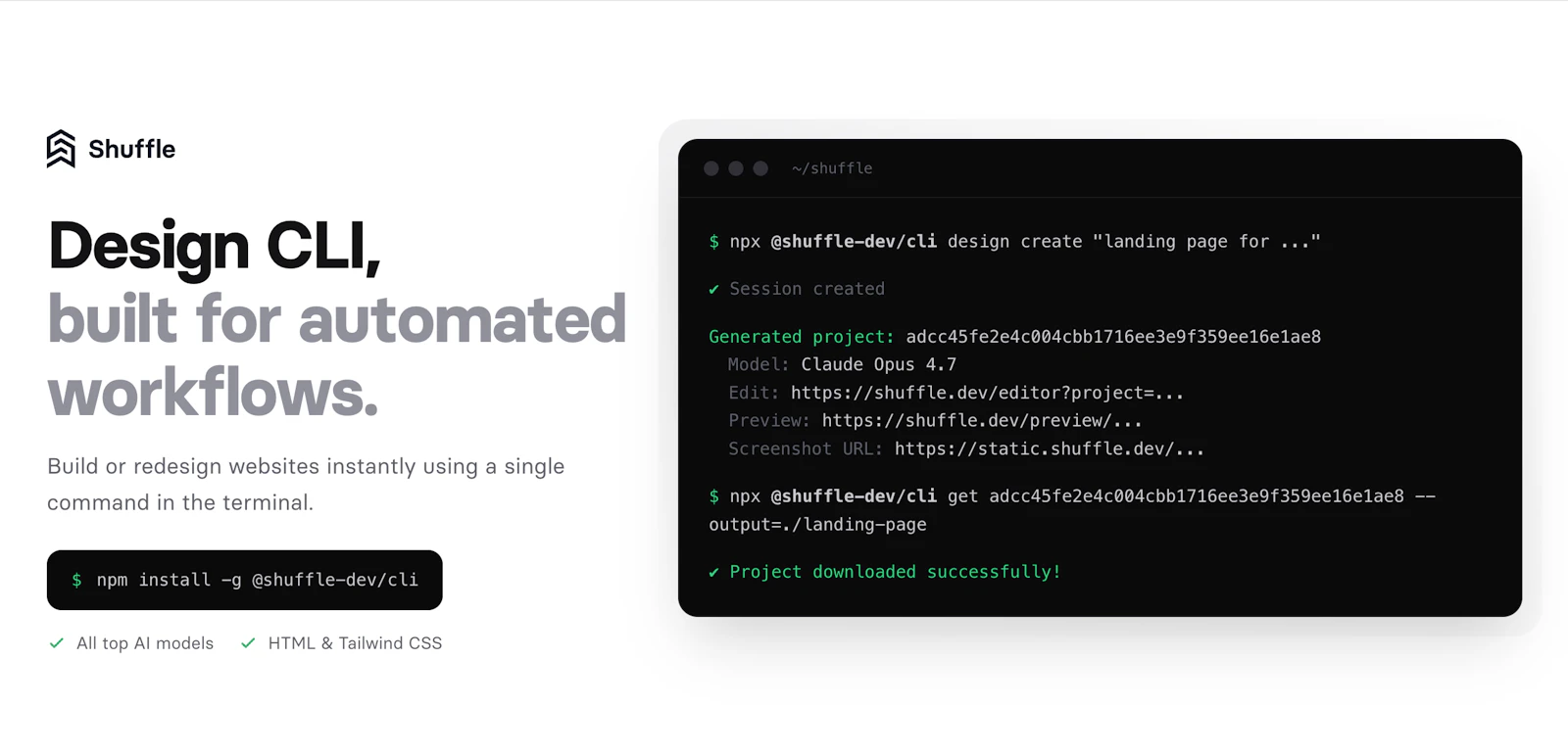 Shuffle Design CLI  screenshot 1