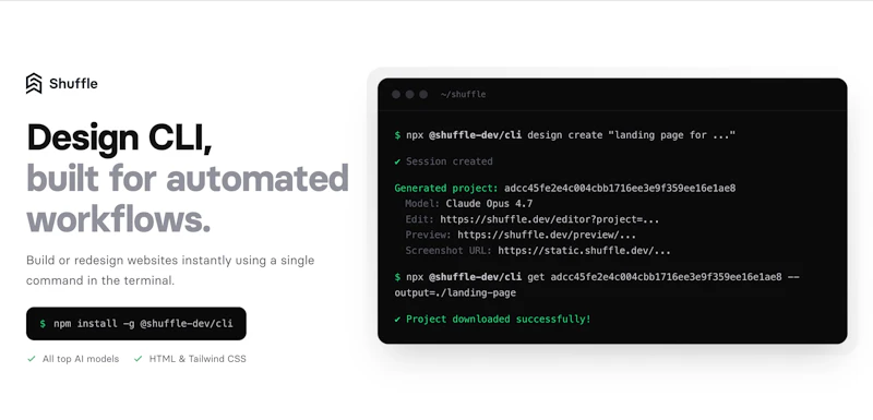 Shuffle Design CLI  screenshot 1