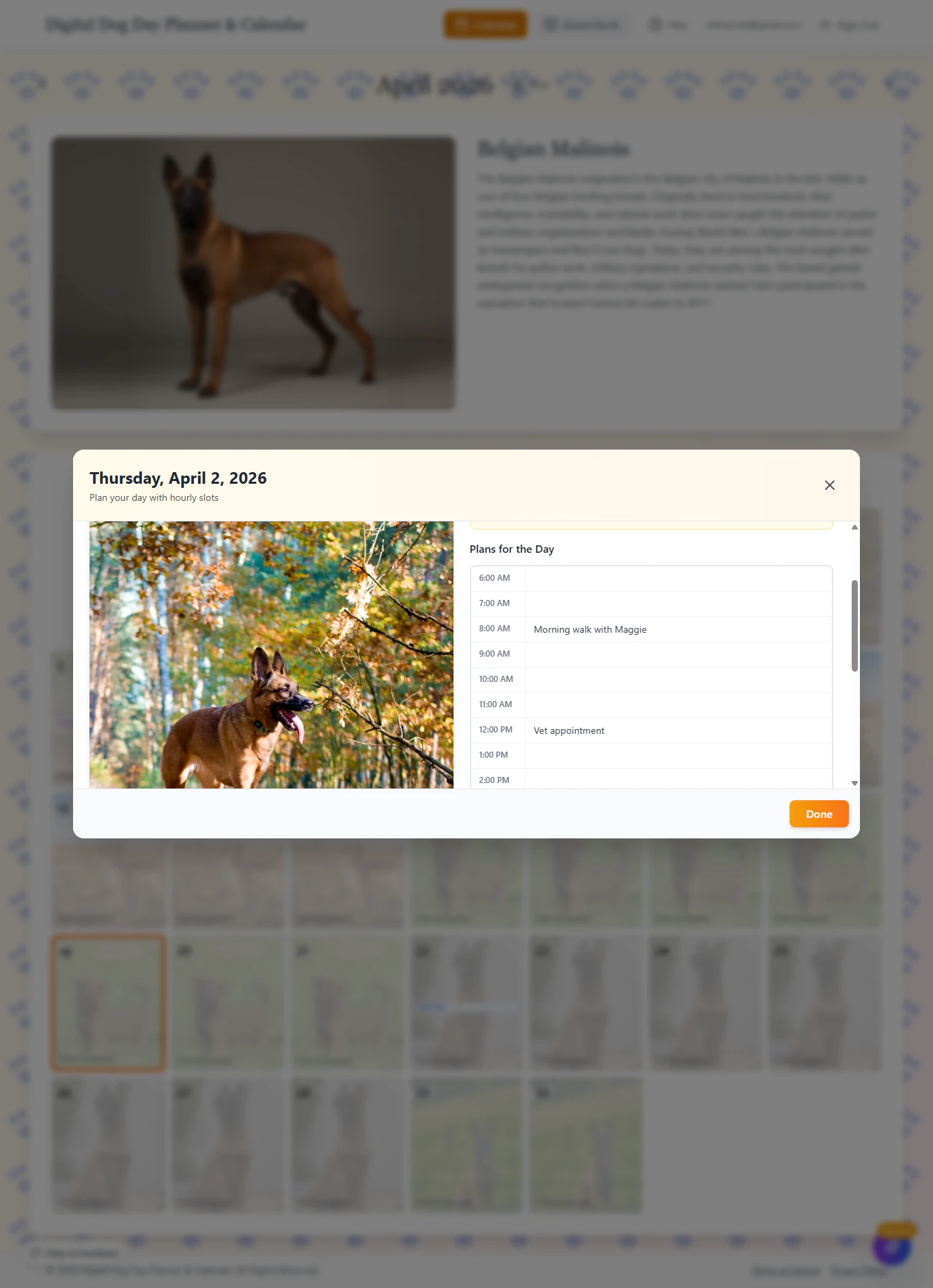 Digital Dog Dog Day Planner & Calendar