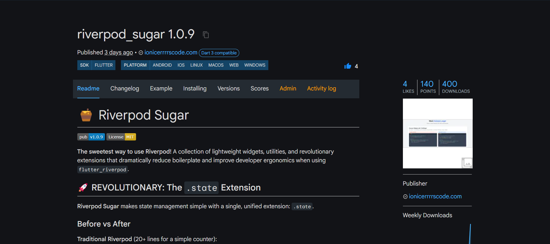 Riverpod Sugar Dart package media 1