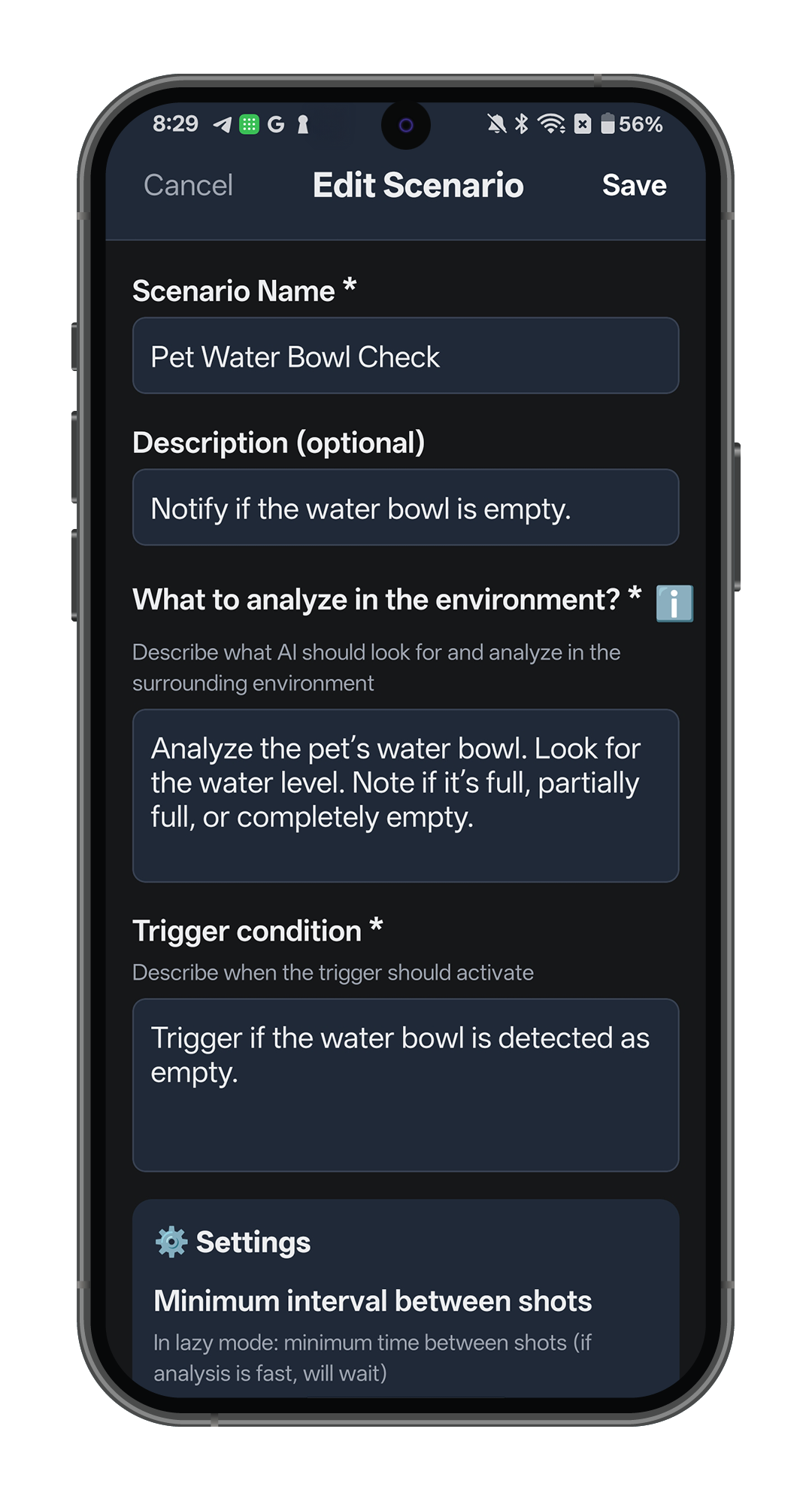 AI Vision Monitor App - Main product screenshot demonstrating key features and user interface