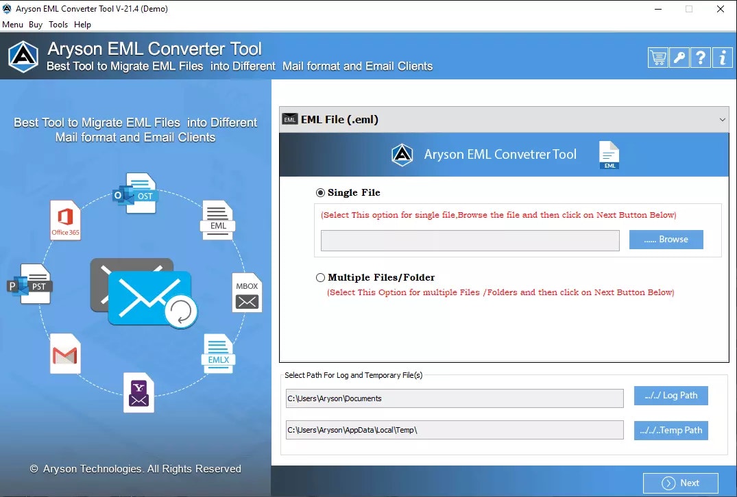 Windows Live Mail Converter - Strumento per esportare Windows Live Mail su più formati di file media 2