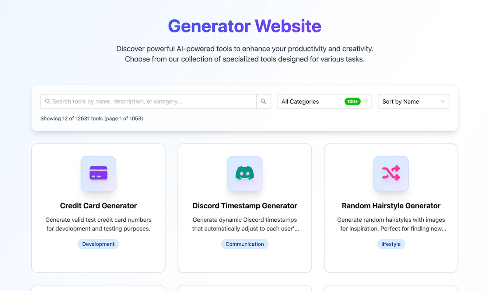 Generator Website screenshot 1