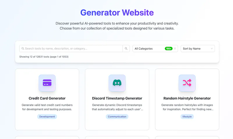 Generator Website screenshot 1