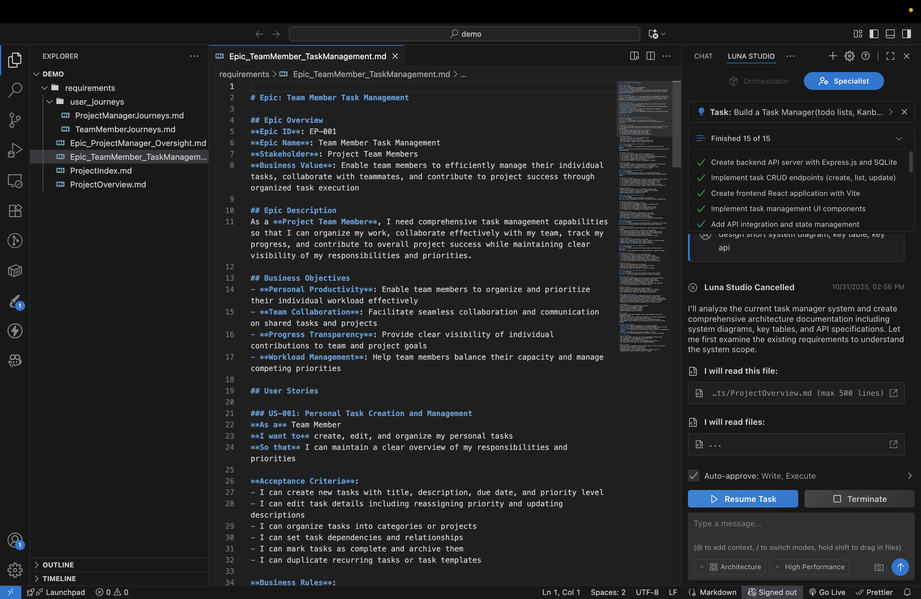 Luna Studio - Main screenshot showing features and interface