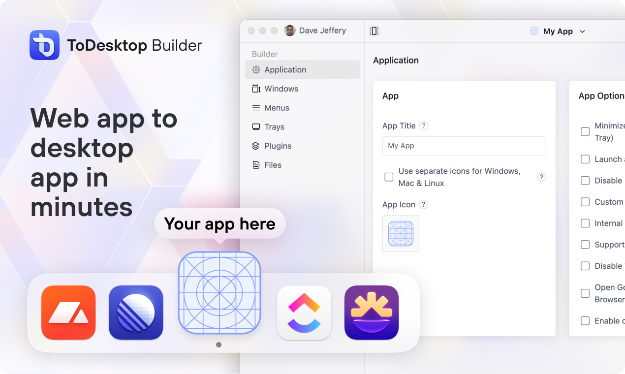 startuptile ToDesktop Builder-Web app to desktop app in minutes
