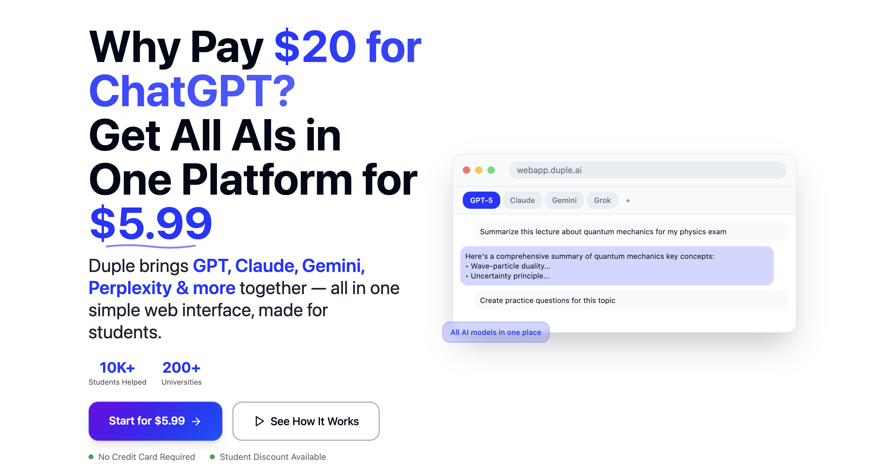 Duple.ai - Chatgpt, Claude, Gemini, GroK ve daha fazlasına tek bir yerde erişim medya 3