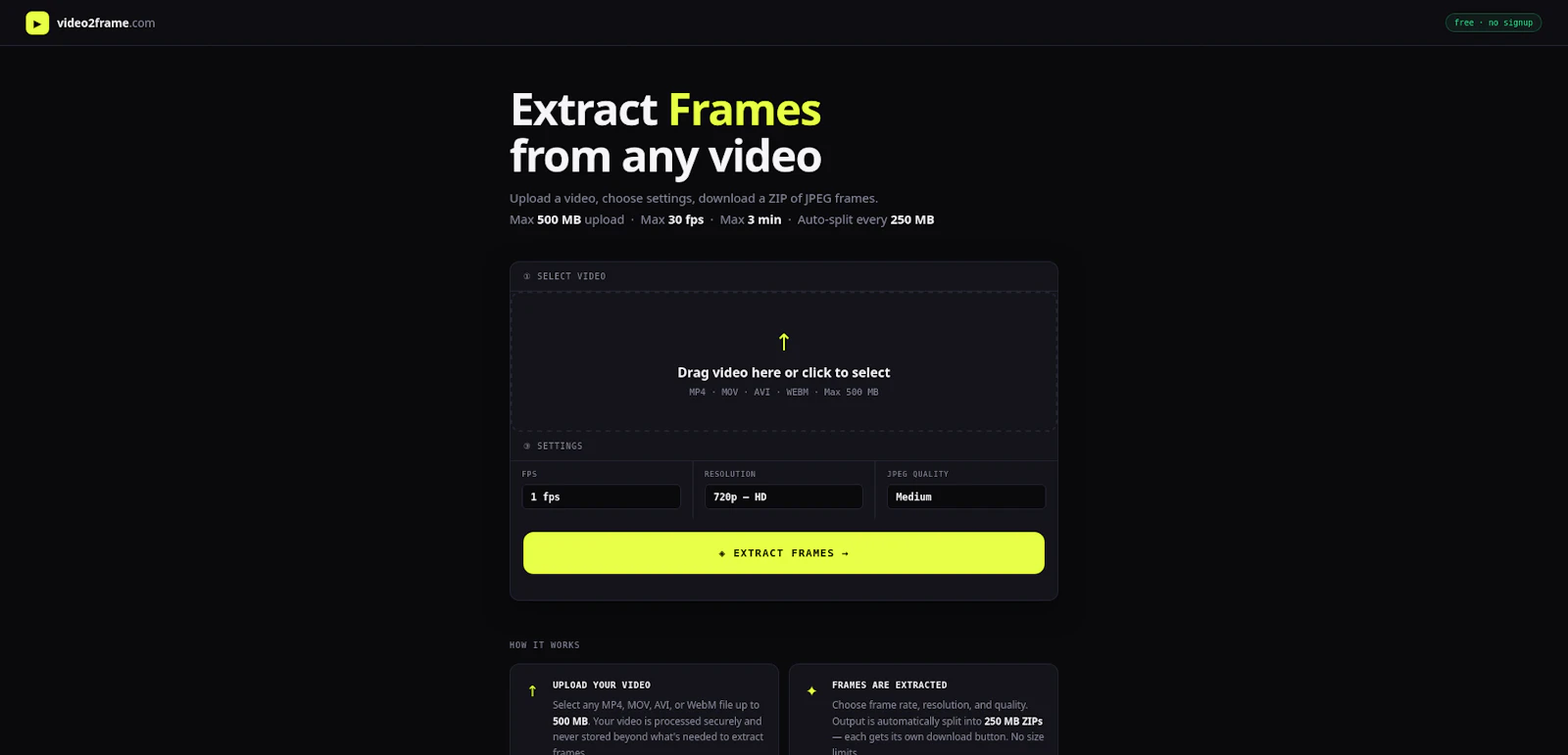 video2frame.com screenshot 1