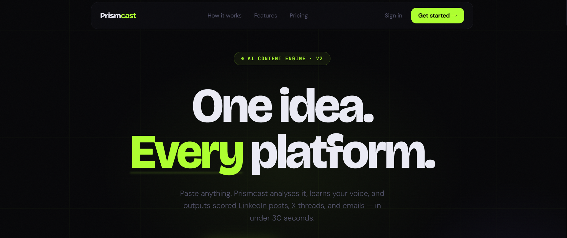 Prismcast — One Idea, Every Platform - Screenshot 4 showing product features and functionality