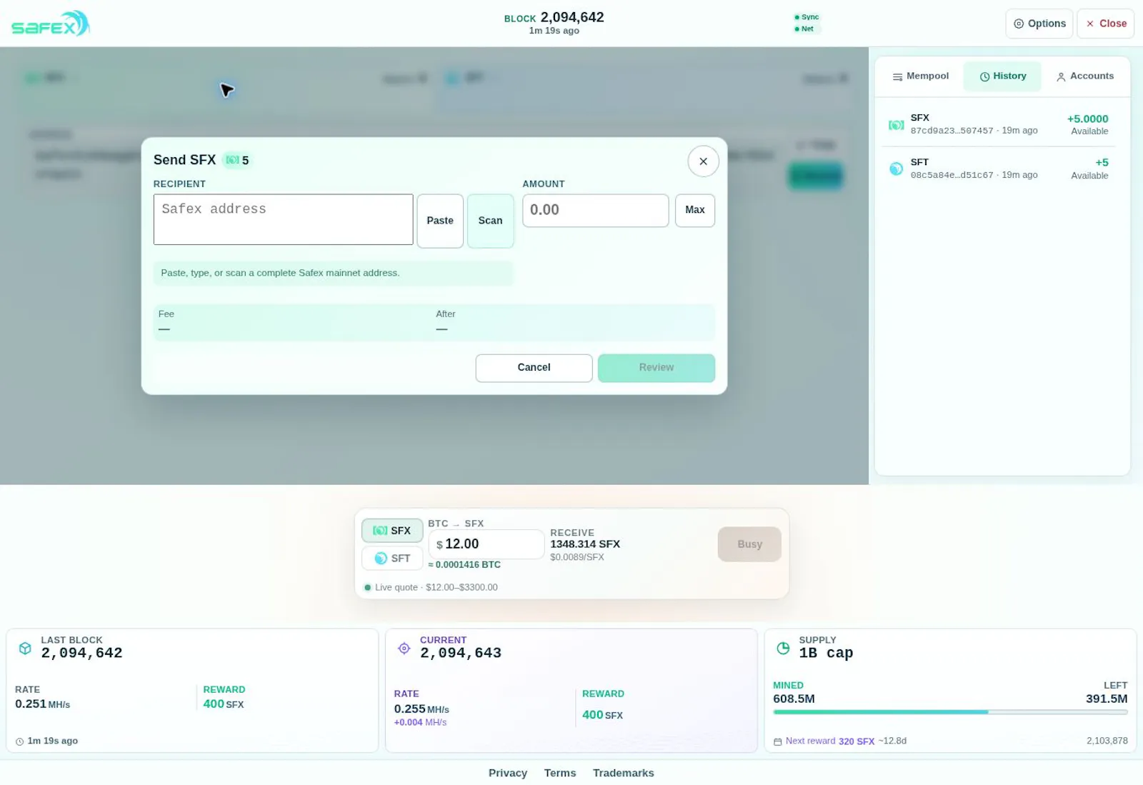 Safex screenshot 2