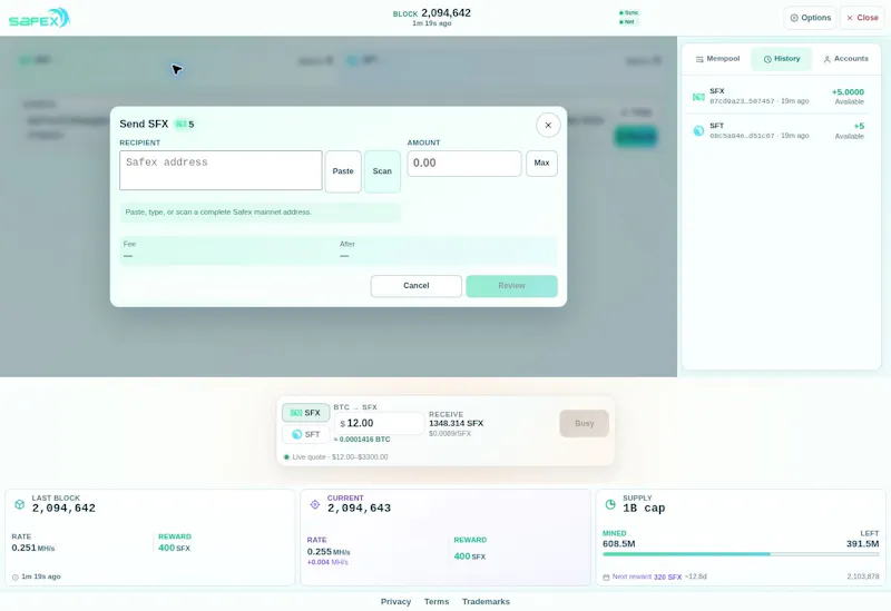 Safex screenshot 2